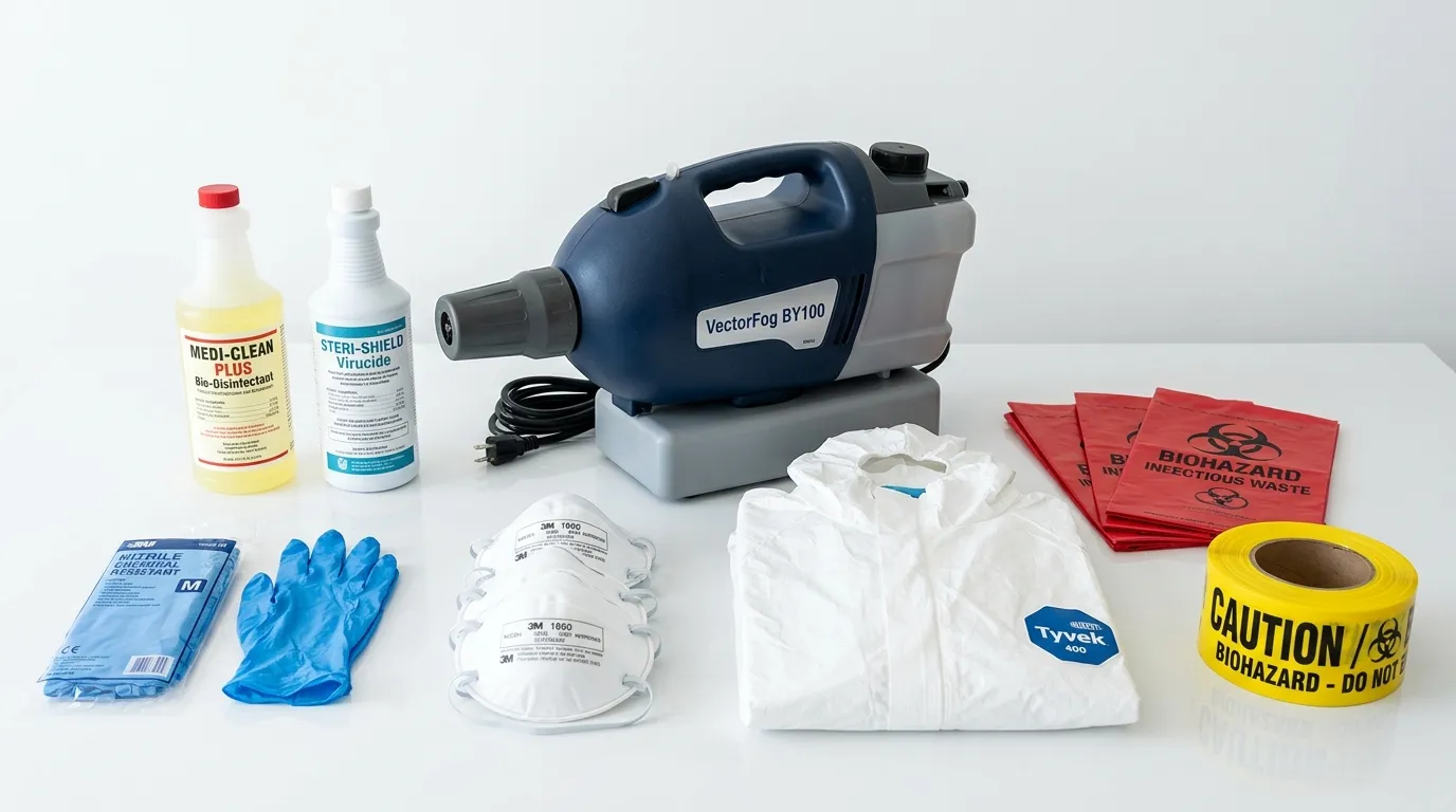 Professional biohazard remediation crew working in Warren Township